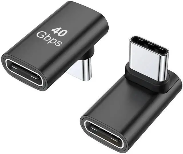Main image of WRIARICH 2 Pack Right Angle 90 Degree USB-C Male to Female Adapter, 100W PD Fast Charging Type-C Extender Black for Steam Deck ROG Ally Switch Laptops Tablets Phones