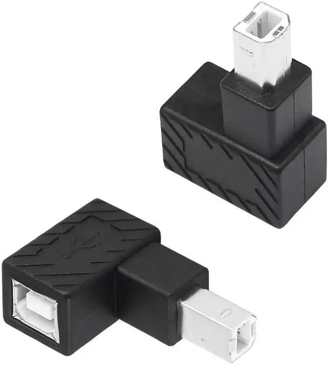 Main image of WRIARICH 2 Pack 90 Degree USB 2.0 Type-B Male to Female Adapter, Right Angle Printer Connector for Printers, Scanners & External Hard Drives