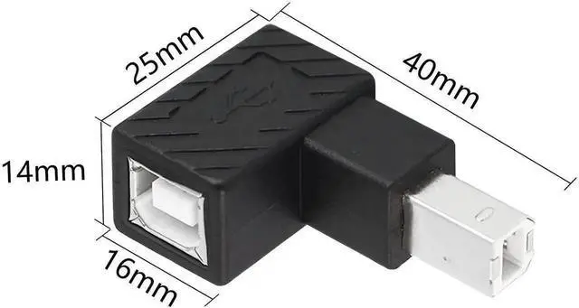 Alt view image 3 of 6 - WRIARICH 2 Pack 90 Degree USB 2.0 Type-B Male to Female Adapter, Right Angle Printer Connector for Printers, Scanners & External Hard Drives