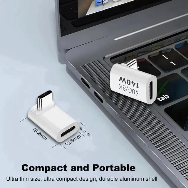 Alt view image 5 of 6 - WRIARICH 2 Pack White 90 Degree Right Angle USB-C Male to Female Extender Adapter, 140W PD Fast Charging Type-C Connector for Steam Deck, ROG Ally, Switch, Laptops, Tablets & Phones