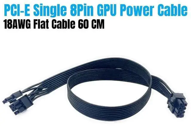 Alt view image 3 of 6 - WRIARICH 60cm Flat PCIe 8Pin (6+2Pin) Modular GPU Power Cable Compatible with Corsair CS-M Series PSU, CS450M CS550M CS650M CS750M CS850M