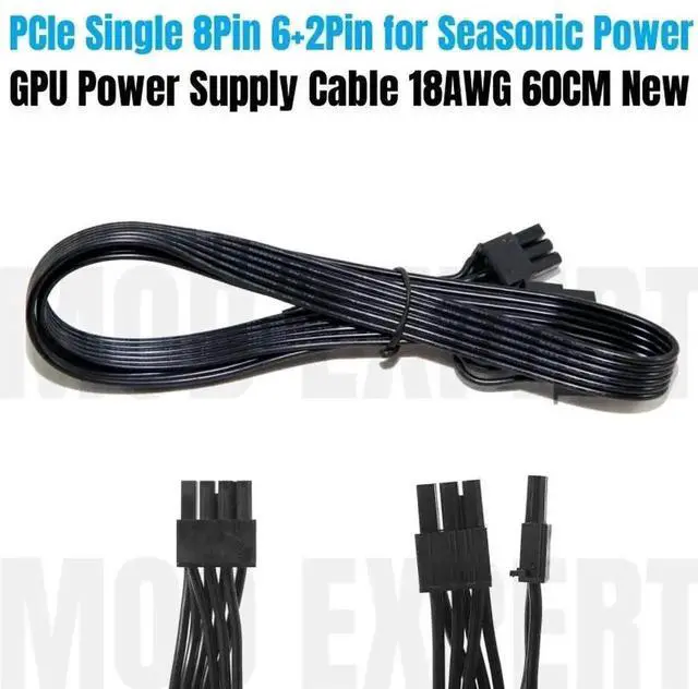Alt view image 6 of 6 - WRIARICH 60cm PCIe 8Pin (6+2Pin) GPU Modular Power Cable for Seasonic PSU, Compatible with FOCUS, PRIME, M12II EVO Series 450W/550W/650W/750W/850W/1000W