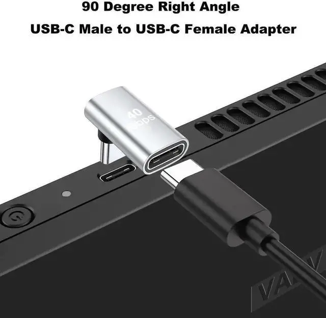 Alt view image 2 of 6 - WRIARICH 2 Pack Silver 90 Degree Right Angle USB-C Male to Female Extender Adapter, 100W PD Fast Charging Type-C Connector for Steam Deck, ROG Ally, Switch, Laptops, Tablets & Phones