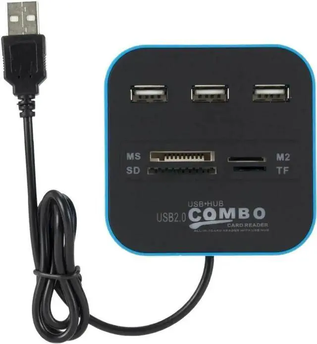 Main image of WRIARICH 3-Port USB 2.0 Hub with SD TF Card Reader, All-in-One Mini USB Combo Splitter, 480Mbps High Speed Data Transfer Plug and Play
