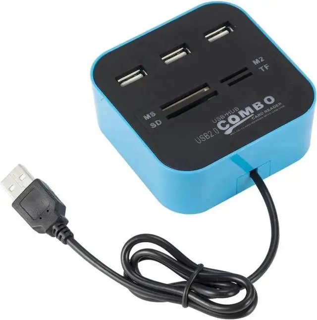Alt view image 2 of 5 - WRIARICH 3-Port USB 2.0 Hub with SD TF Card Reader, All-in-One Mini USB Combo Splitter, 480Mbps High Speed Data Transfer Plug and Play