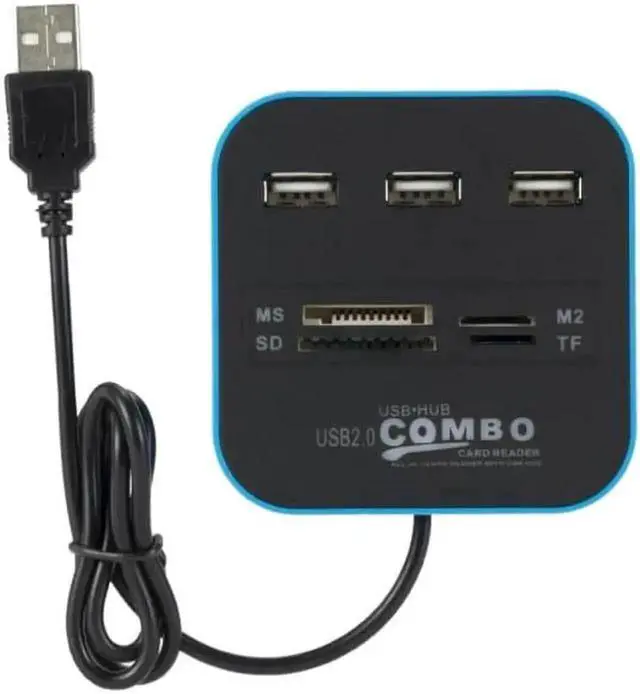 Alt view image 3 of 5 - WRIARICH 3-Port USB 2.0 Hub with SD TF Card Reader, All-in-One Mini USB Combo Splitter, 480Mbps High Speed Data Transfer Plug and Play