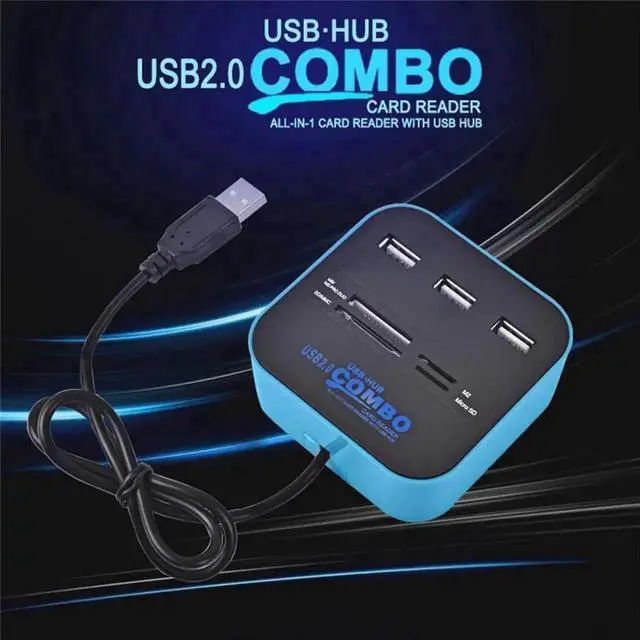 Alt view image 5 of 5 - WRIARICH 3-Port USB 2.0 Hub with SD TF Card Reader, All-in-One Mini USB Combo Splitter, 480Mbps High Speed Data Transfer Plug and Play