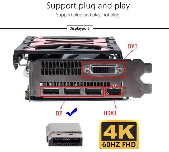 Alt view image 3 of 7 - WRIARICH Active DP Dummy Plug Virtual Display Emulator Support 4K60Hz 1080P120Hz Headless Ghost Display Adapter