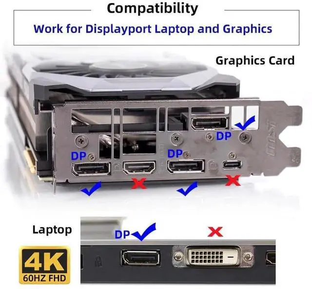 Alt view image 7 of 7 - WRIARICH Active DP Dummy Plug Virtual Display Emulator Support 4K60Hz 1080P120Hz Headless Ghost Display Adapter