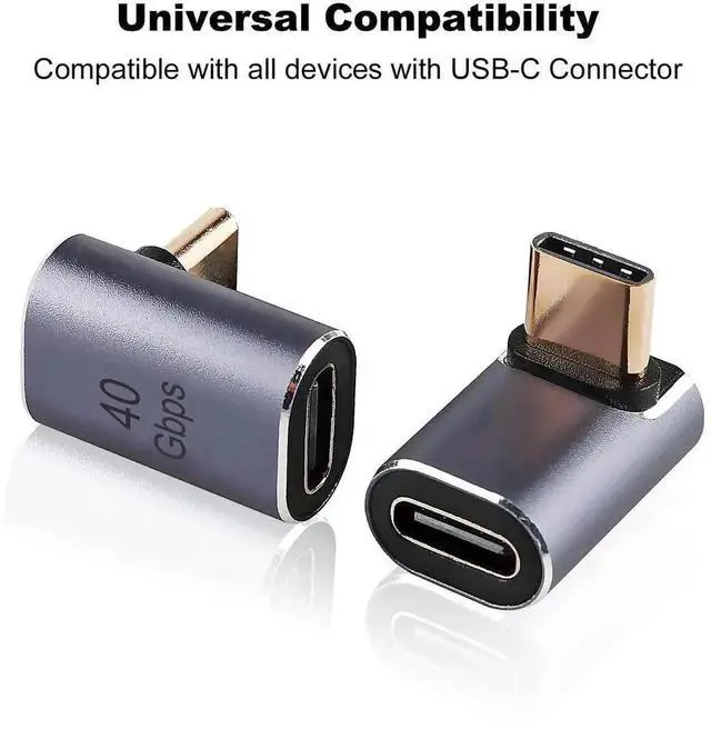 Alt view image 3 of 6 - WRIARICH 2 Pack Metallic Purple 90 Degree Right Angle USB-C Male to Female Extender Adapter, 100W PD Fast Charging Type-C Connector for Steam Deck, ROG Ally, Switch, Laptops, Tablets & Phones