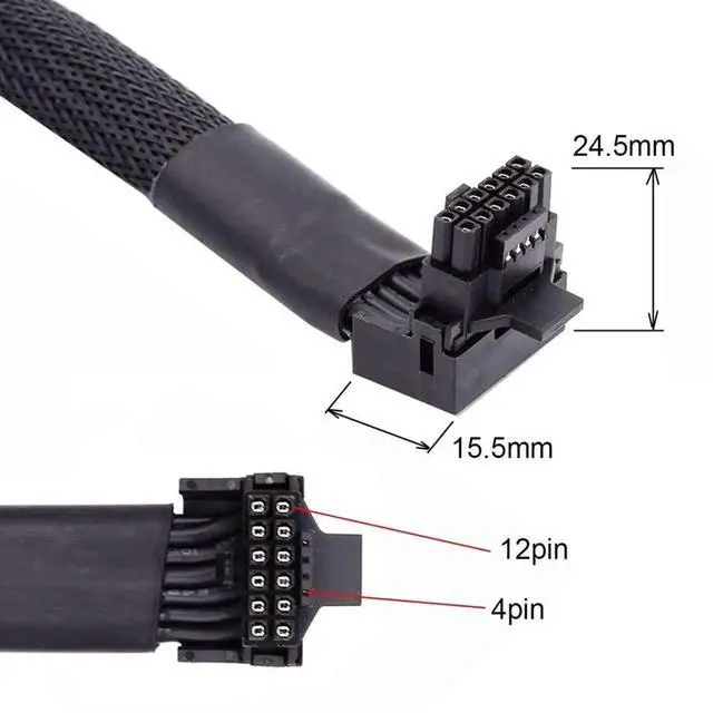 Alt view image 6 of 6 - WRIARICH ATX 3.0 PCIe 5.0 12VHPWR Male to Female 90° Up-Angled GPU Extension Cable