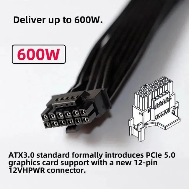 Alt view image 2 of 6 - WRIARICH ATX 3.0 PCIe 5.0 12VHPWR Male to Female 90° Up-Angled GPU Extension Cable