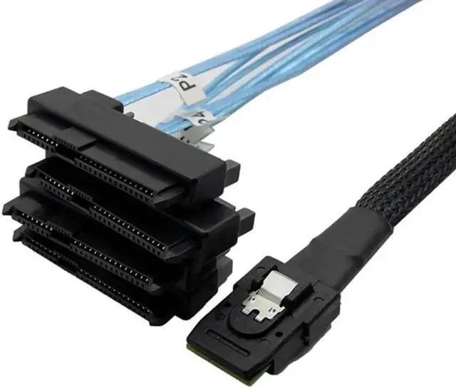 Alt view image 2 of 3 - WRIARICH 100cm SFF-8087 36Pin Mini SAS to 4×SFF-8482 29Pin Fanout Cable with SATA 15Pin Power Port, Server RAID Controller Hard Drive Cable