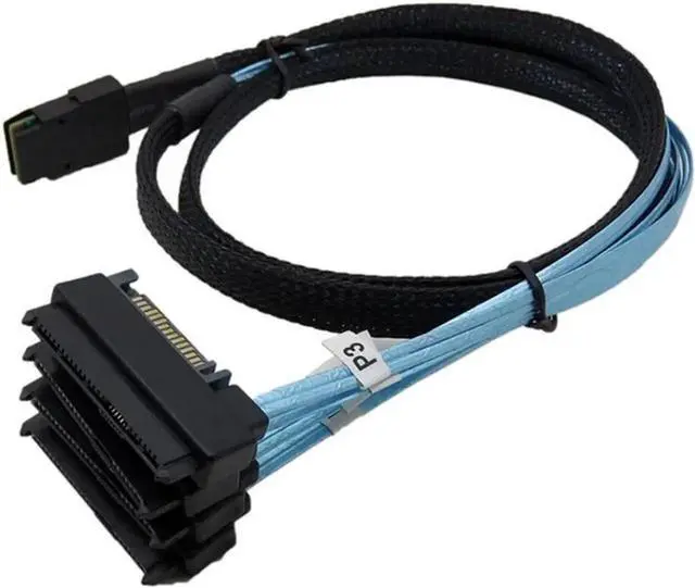 Main image of WRIARICH 100cm SFF-8087 36Pin Mini SAS to 4×SFF-8482 29Pin Fanout Cable with SATA 15Pin Power Port, Server RAID Controller Hard Drive Cable