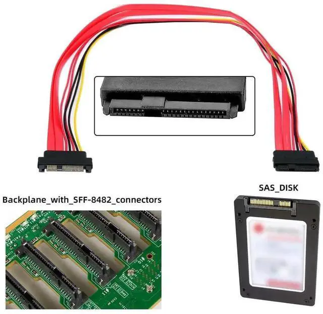 Alt view image 2 of 7 - WRIARICH 0.5M SFF-8482 29Pin Male to Female SAS HDD Extension Cable, 12Gbps Internal Server Hard Drive Data & Power Extension Wire for SAS/SATA HDD SSD Storage Backplane