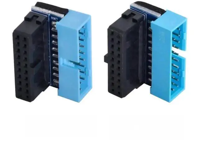 Main image of WRIARICH 2 Pack 90 Degree Angled USB 3.0 Motherboard Header Adapter, 19/20 Pin Male to Female Front Panel Header Gender Changer Connector