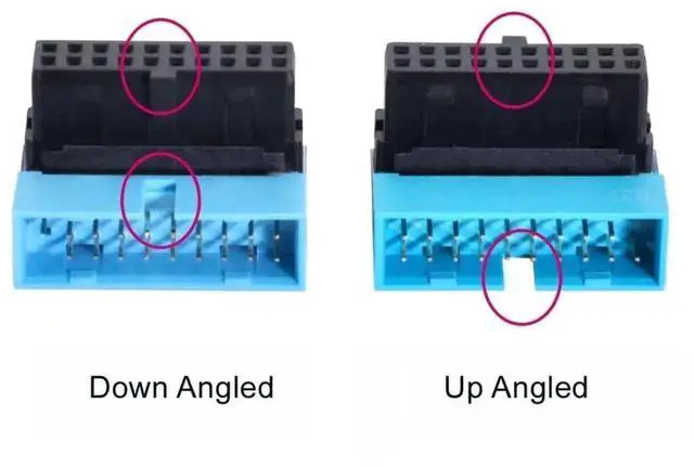 Alt view image 6 of 7 - WRIARICH 2 Pack 90 Degree Angled USB 3.0 Motherboard Header Adapter, 19/20 Pin Male to Female Front Panel Header Gender Changer Connector