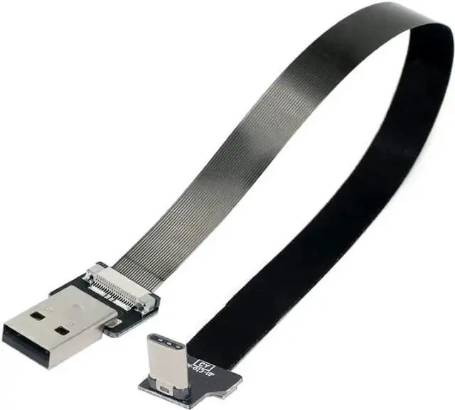 Alt view image 5 of 7 - WRIARICH 20CM 90° Upward Angled USB 2.0 A Male to USB-C Male FPC Cable, Slim Flat Data Cord for FPV, Storage Drives & Phones