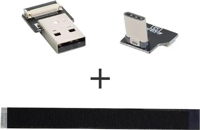 Alt view image 7 of 7 - WRIARICH 20CM 90° Upward Angled USB 2.0 A Male to USB-C Male FPC Cable, Slim Flat Data Cord for FPV, Storage Drives & Phones