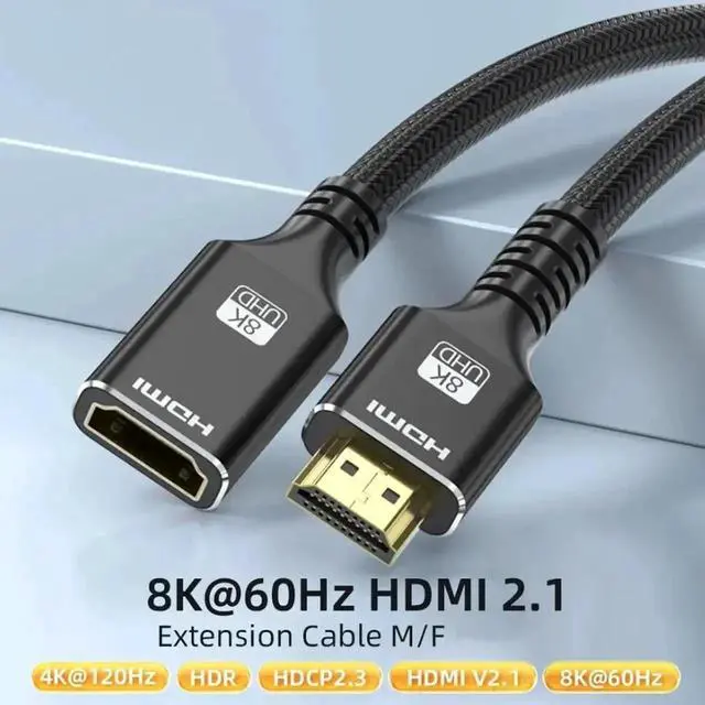 Alt view image 4 of 7 - WRIARICH 6.6FT HDMI 2.1 Male to Female Extension Cable, 1-Pack, Supports 4K@120Hz HDR10 eARC 3D for TV Stick HDTV Blu-Ray Laptop PC