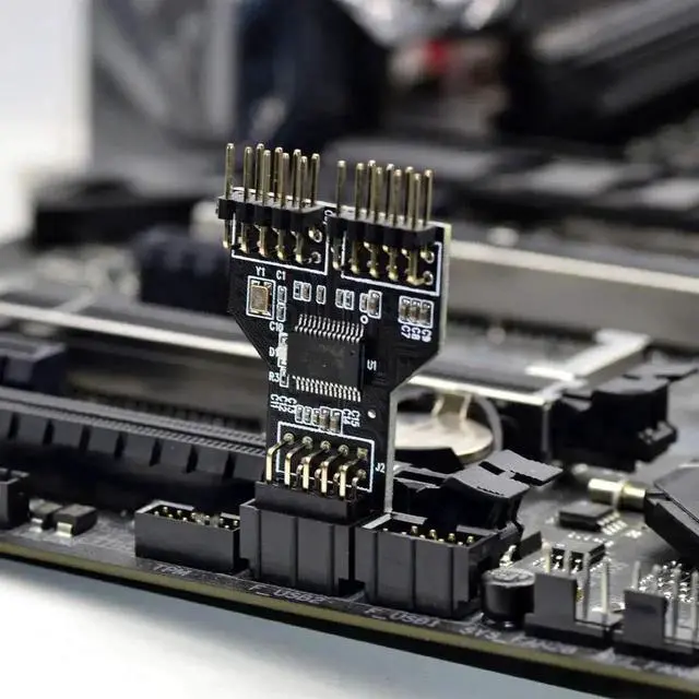 Alt view image 3 of 7 - WRIARICH USB 2.0 9Pin/10Pin Motherboard Header Splitter Cable, 1-in-2 Dual Female Internal USB Port Multiplier Hub Adapter