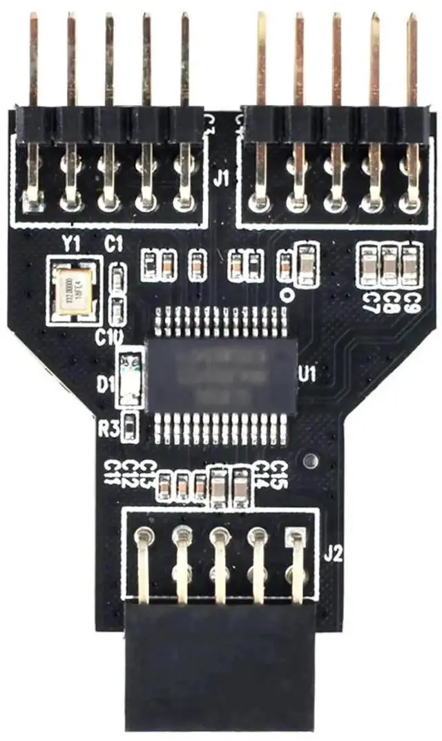 Main image of WRIARICH USB 2.0 9Pin/10Pin Motherboard Header Splitter Cable, 1-in-2 Dual Female Internal USB Port Multiplier Hub Adapter