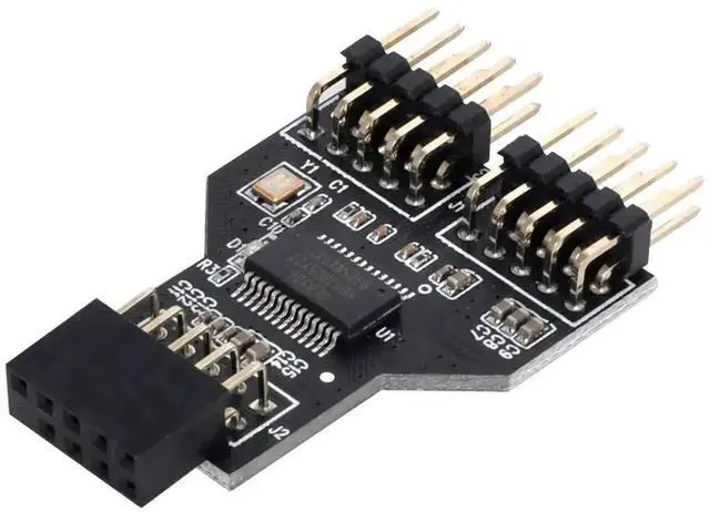 Alt view image 5 of 7 - WRIARICH USB 2.0 9Pin/10Pin Motherboard Header Splitter Cable, 1-in-2 Dual Female Internal USB Port Multiplier Hub Adapter