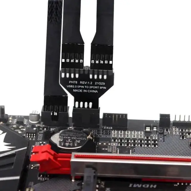 Alt view image 6 of 7 - WRIARICH USB 2.0 9Pin/10Pin Motherboard Header Splitter Cable, 1-in-2 Dual Female Internal USB Port Multiplier Hub Adapter