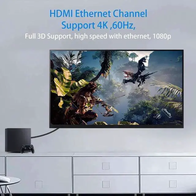 Alt view image 4 of 7 - WRIARICH 15cm/6 Inch Left 90 Degree Ultra-Thin Mini HDMI to Standard HDMI 2.0 Cable, Male to Male, Support 4K 1080P 3D