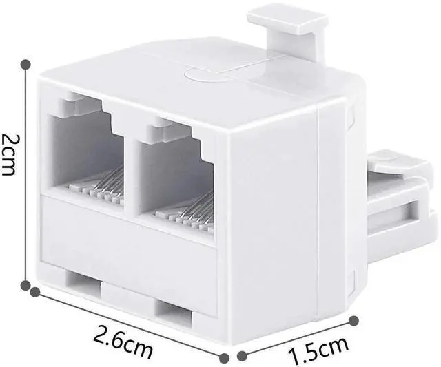 Alt view image 5 of 6 - WRIARICH 2 Pack White RJ11 Duplex Wall Jack Splitter, 1 to 2 Dual Phone Line Modular Adapter for Landline, Fax Machines and Cordless Phone Systems