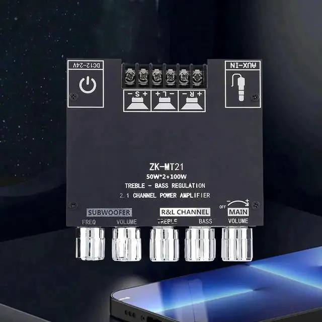 Alt view image 4 of 4 - WRIARICH ZK-MT21 Bluetooth 2.1 Channel Amplifier Board, Digital Audio Power Amp Module with Subwoofer Bass Output