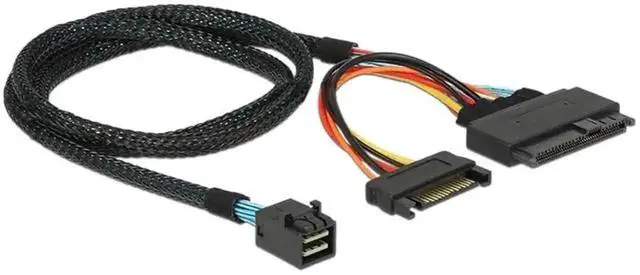 Alt view image 4 of 5 - WRIARICH 19.68 Inch Mini SAS HD SFF-8643 to SFF-8639 Server Cable, 12Gbps SAS Cable with SATA 15Pin Y-Type Power Cord for U.2 NVMe Drives
