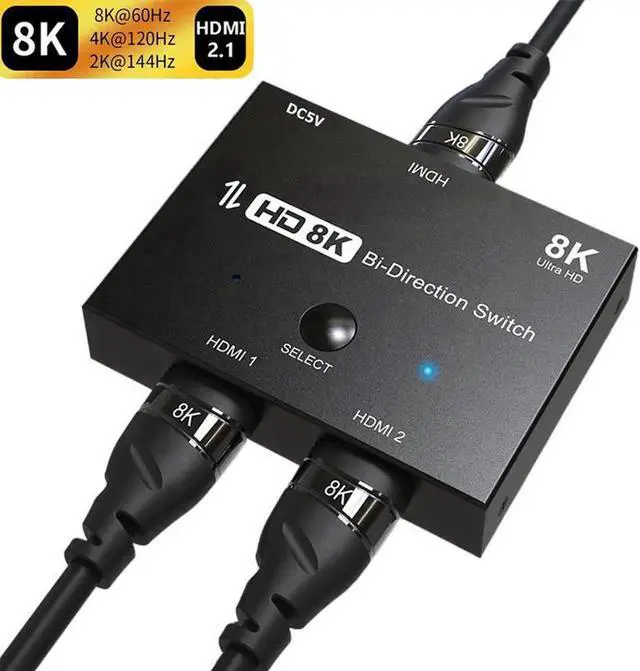 Main image of WRIARICH HDMI 2.1 Bidirectional Switch Splitter 1x2/2x1, 48Gbps Ultra High Speed, Support 8K@60Hz 4K@120Hz