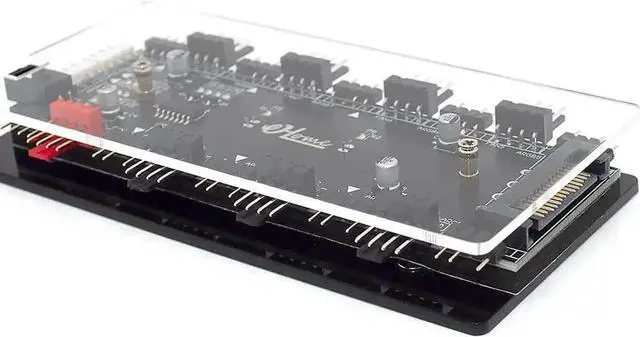 Alt view image 6 of 7 - WRIARICH 8-Port 2-in-1 ARGB PWM Fan Hub, 12V 4Pin to 5V 3Pin ARGB Converter Controller, SATA Powered with PMMA Shell & Magnetic Standoff, Sync Compatible with ASUS/MSI RGB Lighting