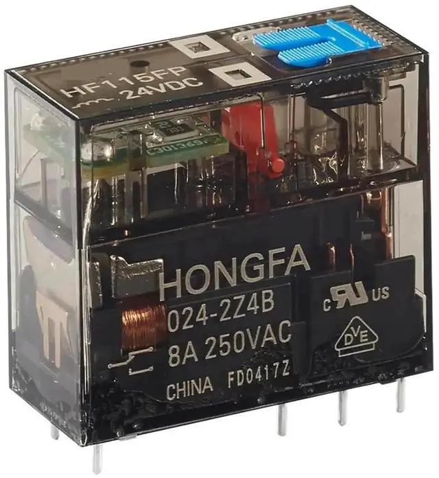 Main image of WRIARICH HF115FP Electromagnetic Relay, 8A/16A Contact Load, 250VAC AC DC Switching, Matches 14FF 2Z C3 Socket