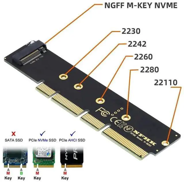 Alt view image 7 of 7 - WRIARICH M.2 NGFF M-Key NVMe AHCI SSD to PCIe 3.0 x4/x8/x16 Riser Adapter Card, Low Profile 3cm Height Support 80/110mm M.2 SSD for 1U Rack Servers & Desktop PC
