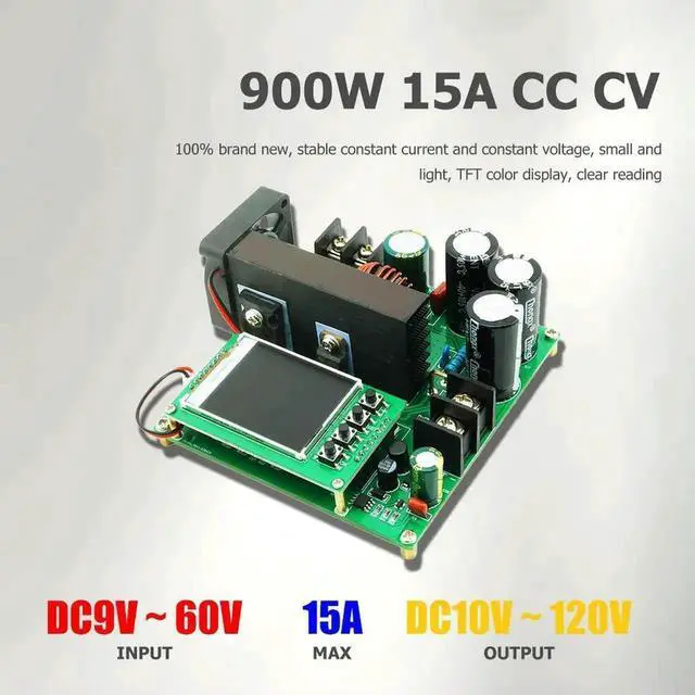 Alt view image 2 of 3 - WRIARICH 900W 15A DC-DC Boost Converter, 8-60V to 10-120V Step Up Power Supply Module, TFT Display CC CV Constant Current Voltage Regulator for Battery Charging Solar Panel DIY