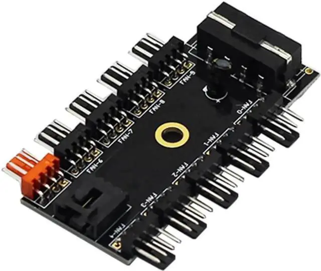 Alt view image 2 of 6 - WRIARICH 1-to-10 PWM Fan Splitter Cable, 4-Pin Female to 10 Male PC Case Fan Power Hub Extension Cord