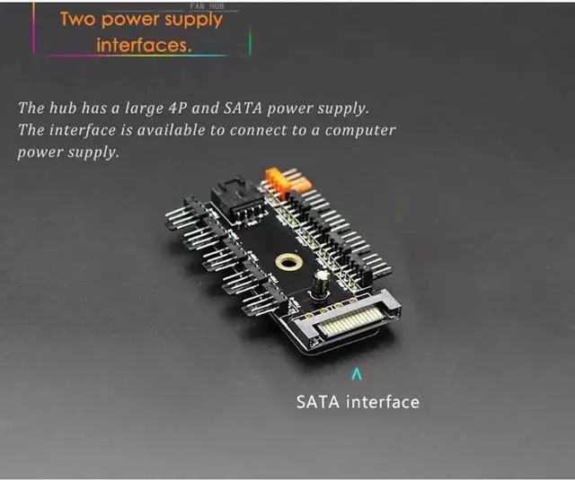 Alt view image 4 of 6 - WRIARICH 1-to-10 PWM Fan Splitter Cable, 4-Pin Female to 10 Male PC Case Fan Power Hub Extension Cord