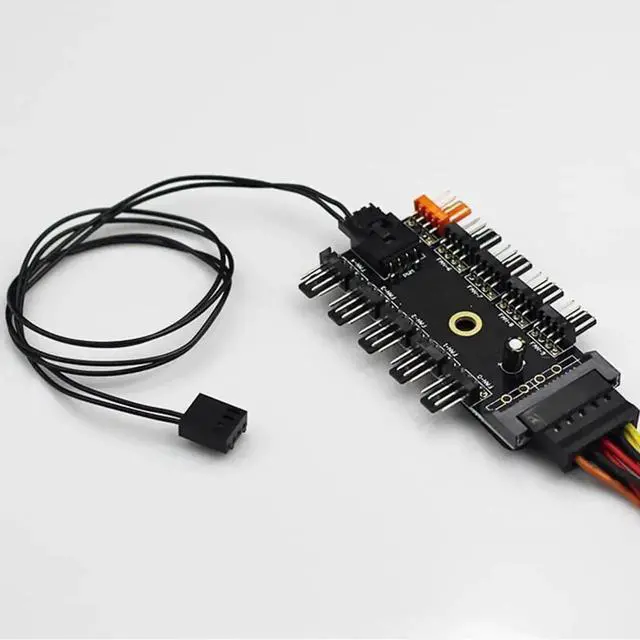 Alt view image 6 of 6 - WRIARICH 1-to-10 PWM Fan Splitter Cable, 4-Pin Female to 10 Male PC Case Fan Power Hub Extension Cord