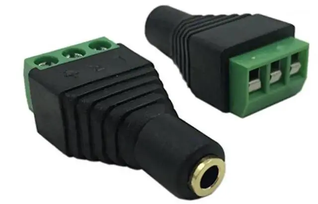 Alt view image 6 of 7 - WRIARICH 2 Pack Solderless 3.5mm Stereo Audio Jack to 3-Pin Screw Terminal Adapter, Female Headphone AV Balun Converter Replacement Connector