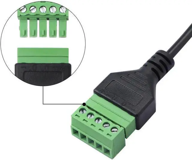 Alt view image 3 of 7 - WRIARICH 1FT USB 2.0 Type A Male to 5Pin Screw Terminal Female Adapter Cable, Solderless USB Data & Charging Extension Cord