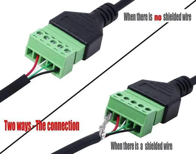 Alt view image 5 of 7 - WRIARICH 1FT USB 2.0 Type A Male to 5Pin Screw Terminal Female Adapter Cable, Solderless USB Data & Charging Extension Cord