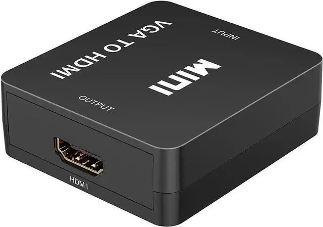 Alt view image 2 of 7 - WRIARICH Mini Black VGA to HDMI 1080P Audio Video Converter Adapter, with Micro USB Power & 3.5mm Audio Cable, Compatible PC Laptop DVD