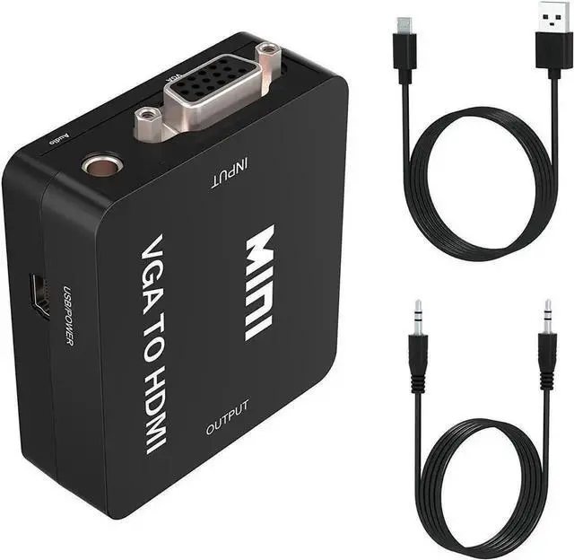 Alt view image 4 of 7 - WRIARICH Mini Black VGA to HDMI 1080P Audio Video Converter Adapter, with Micro USB Power & 3.5mm Audio Cable, Compatible PC Laptop DVD