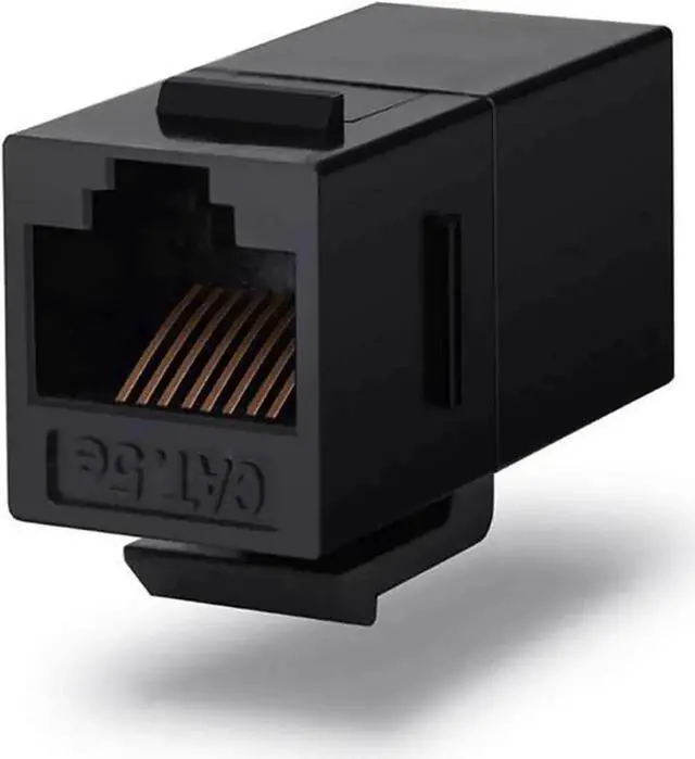 Alt view image 2 of 6 - WRIARICH 5-Pack CAT5E UTP RJ45 Female to Female Keystone Coupler Insert, Snap-In RJ45 Jack Adapter for Wall Plates & Patch Panels, Black