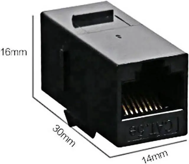 Alt view image 6 of 6 - WRIARICH 5-Pack CAT5E UTP RJ45 Female to Female Keystone Coupler Insert, Snap-In RJ45 Jack Adapter for Wall Plates & Patch Panels, Black