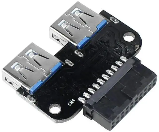 Alt view image 3 of 6 - WRIARICH Horizontal 20Pin to Dual USB3.0 A Female Adapter, Motherboard 19/20Pin Internal Header to 2-Port USB3.0 Converter for PC Card Reader