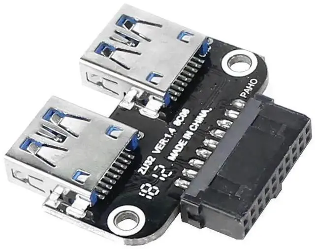 Alt view image 4 of 6 - WRIARICH Horizontal 20Pin to Dual USB3.0 A Female Adapter, Motherboard 19/20Pin Internal Header to 2-Port USB3.0 Converter for PC Card Reader