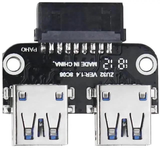 Alt view image 5 of 6 - WRIARICH Horizontal 20Pin to Dual USB3.0 A Female Adapter, Motherboard 19/20Pin Internal Header to 2-Port USB3.0 Converter for PC Card Reader